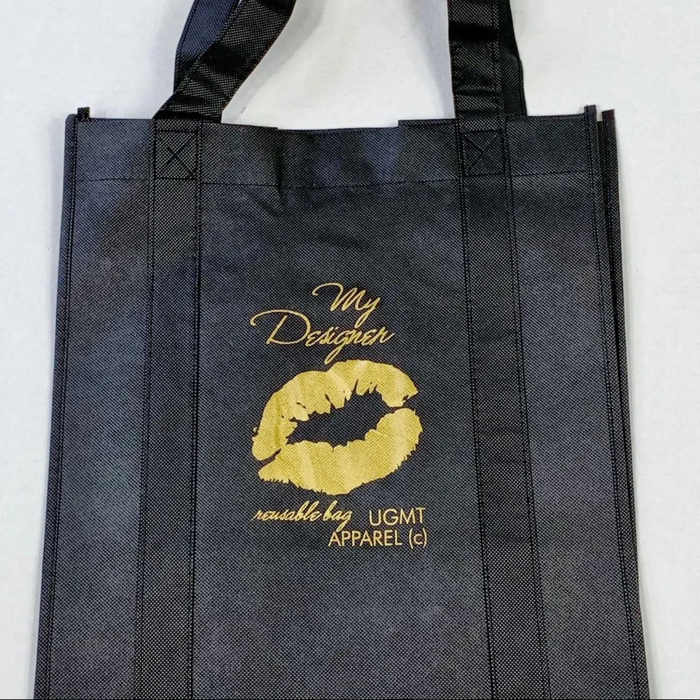 TWO bags FOR the price of ONE. Ladies black fashionable reusable tote bag.